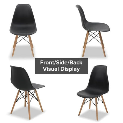 Dining Chair PVC Plastic Lounge Chair Kitchen Dining Room Chair, Black Set of 4