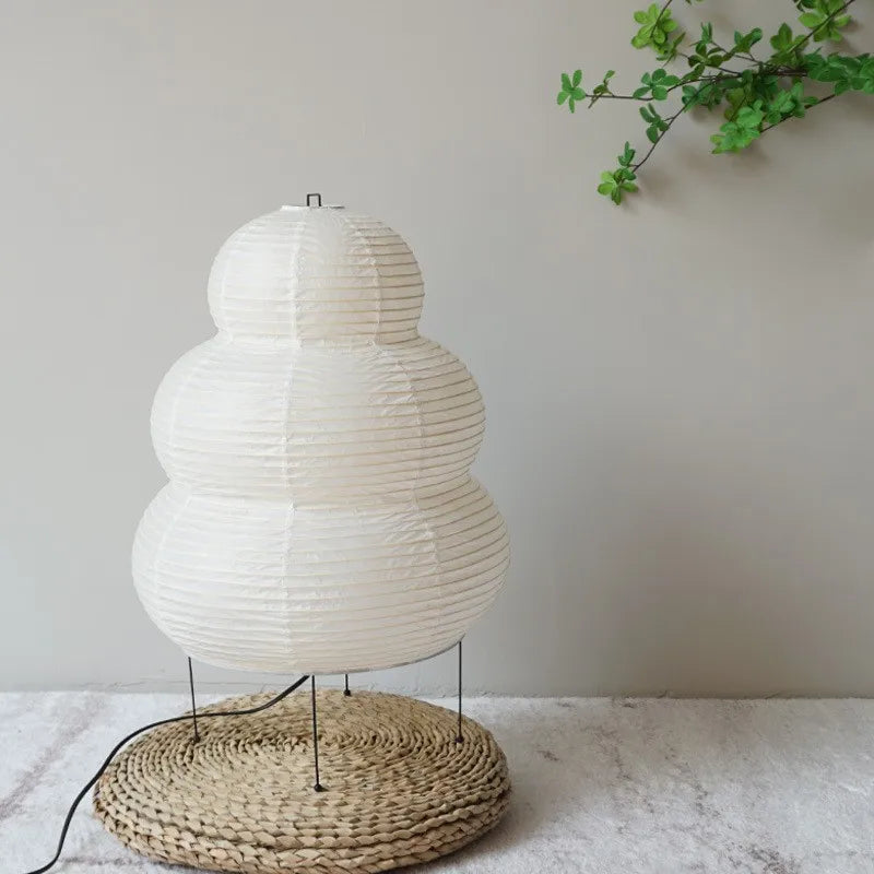 Lámpara de pie con trípode japonesa Wabi-sabi para dormitorio, mesita de noche, sala de estar, comedor, estudio, loft, decoración, escritorio, lámpara de mesa de papel de arroz blanco