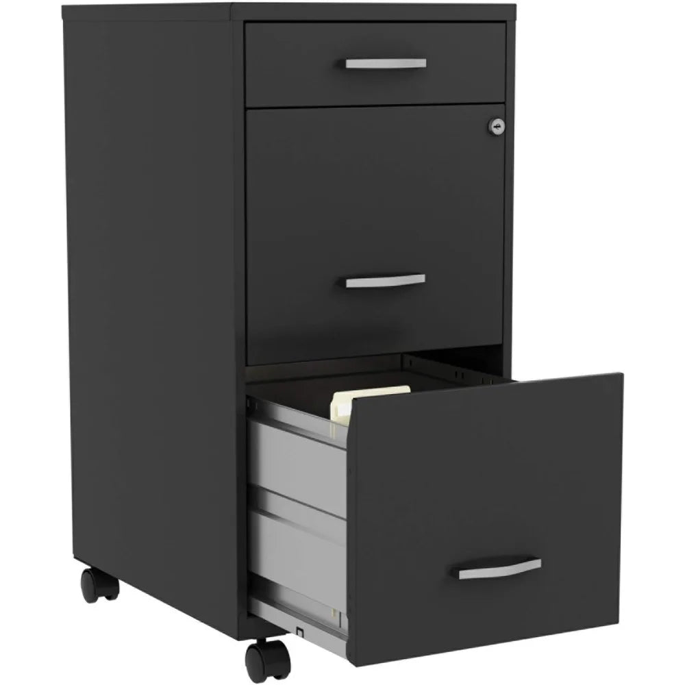 Classeur mobile à 3 tiroirs Lorell LYS SOHO Box/File/File, noir, 14,3" x 18" x 29,5"