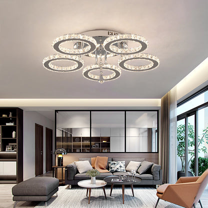 Crystal Led Ceiling Lamp With Remote Control Modern Chandelier Light Hanging Pendant Lamps Indoor Decora Surface Mounted Fixture