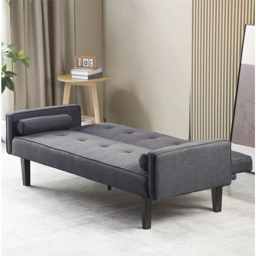 2024 New Modern Futon Sofa Bed, Convertible Folding Sofa Couch, LoveSeat Couch Living Room Folding Sleeper with 2 Pillows