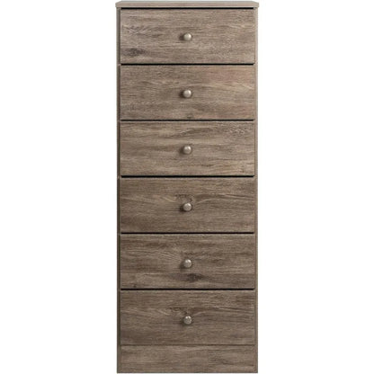 Astrid Tall White Dresser: 16"D x 20"W x 52"H, 6-Drawer Chest for Bedroom by Prepac - Perfect Chest of Drawers for Ample