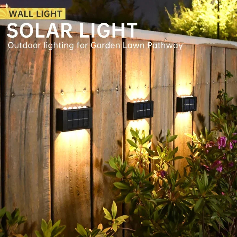 Lámpara de pared solar para exteriores, impermeable, con energía solar, luz hacia arriba y hacia abajo, para iluminar el jardín del hogar, decoración del patio, luces solares exteriores