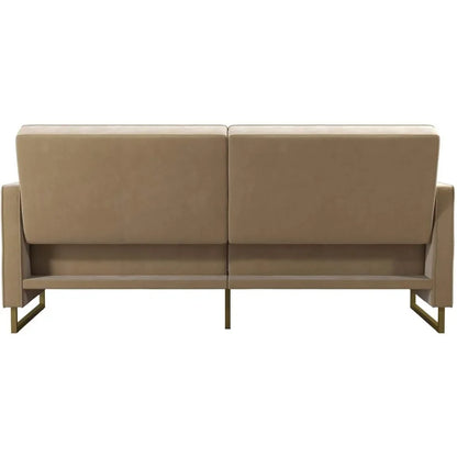 Novogratz Skylar Coil Futon, canapé-lit et canapé moderne, velours ivoire