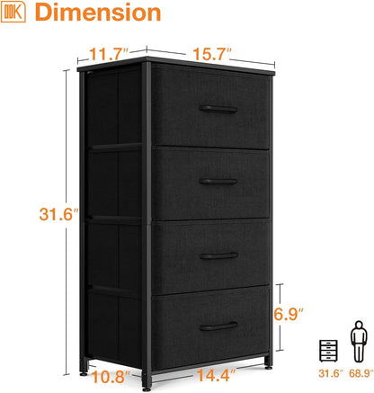 Dresser for Bedroom with 4 Storage Drawers, Small Dresser Chest of Drawers Fabric Dresser with Sturdy Steel Frame