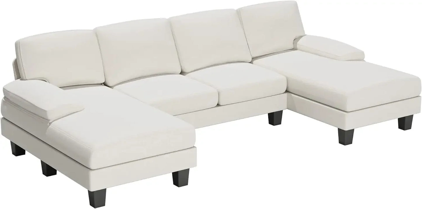 Modern U-shaped living room furniture set,Convertible combination sofa, 4-seater combination sofa bed with memory sponge