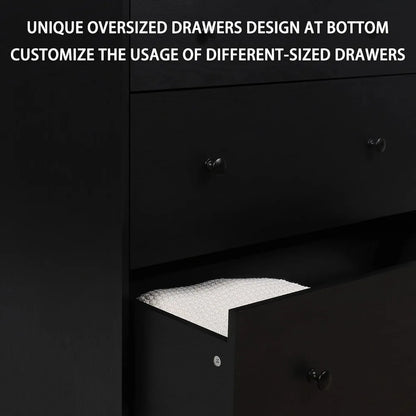 Oversized Dresser Chest of Drawers for Bedroom Storage,  Drawer Dresser Wood Grain with Metal Knobs for Living Room