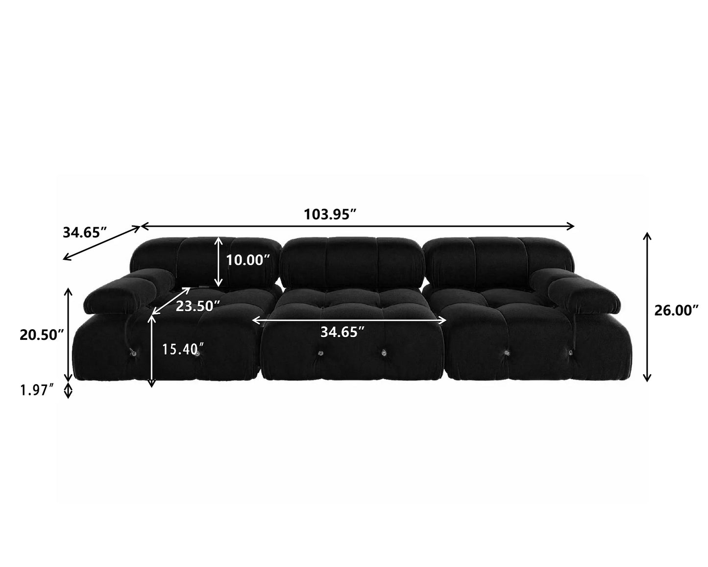 Minimalist Sectional Sofa for Living Room Black Velvet Fabric Modular Couches with Ottomans Comfortable Lounge Couch Sofas Sets