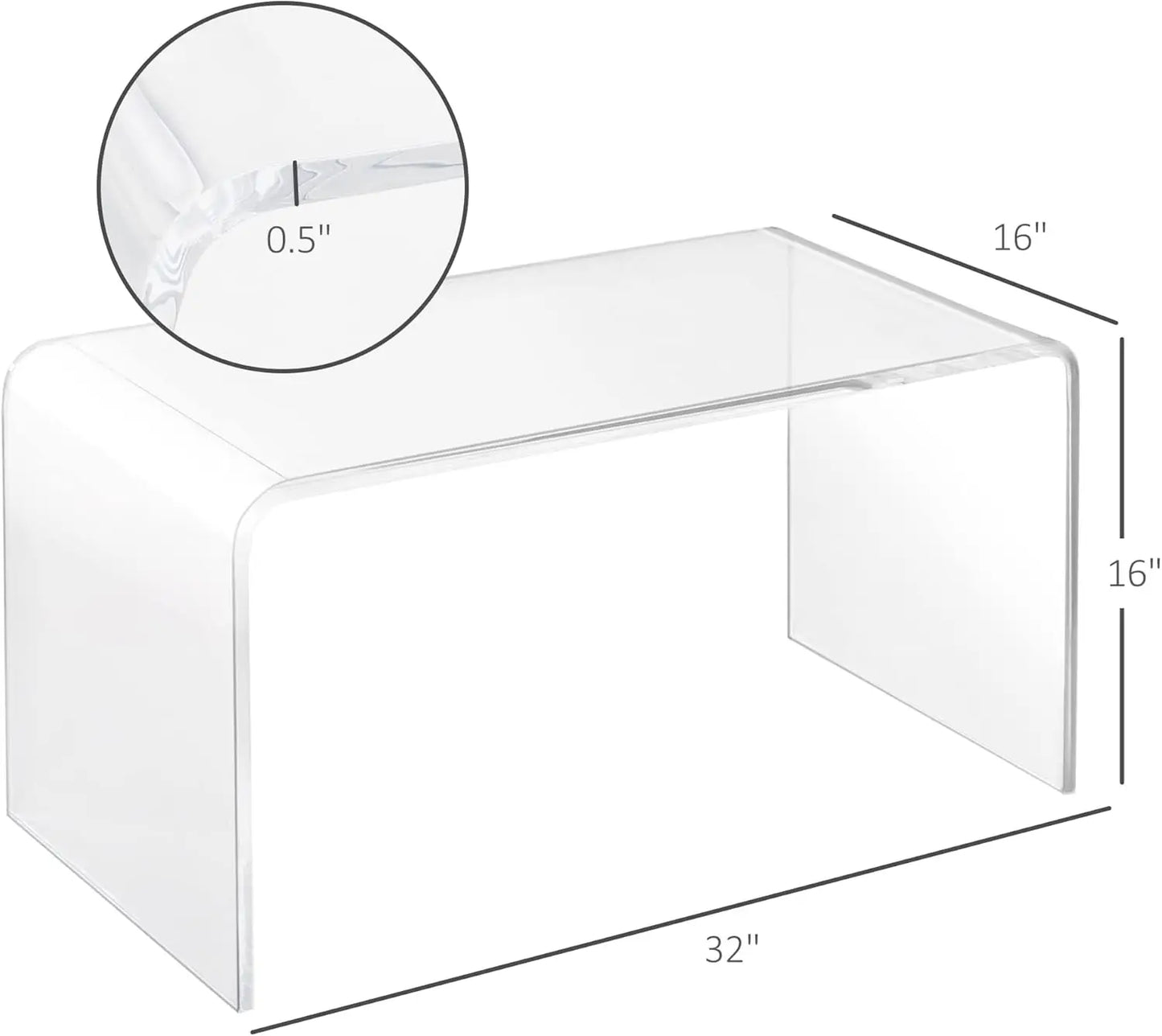 Table basse rectangulaire en acrylique de 32 po de long et 15 mm d'épaisseur en cascade HOMCOM, transparente