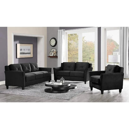 Fauteuil, coussins de dossier capitonnés élégants, recouvert d'un tissu intrinsèquement lavable, 35,4" L x 32,0" P x 32,7" H, noir