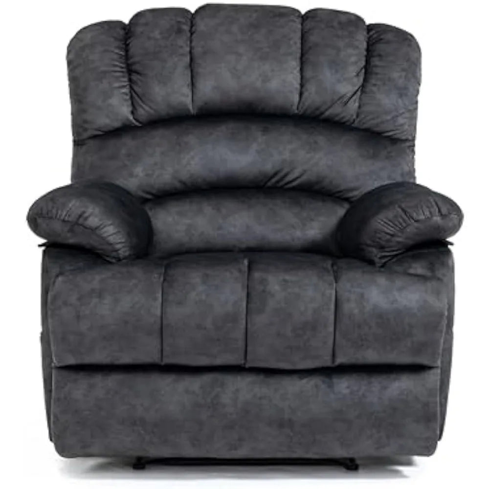 Fauteuil inclinable manuel de grande taille, doux, extra large, rembourré, pour salon, chambre à coucher, gris, 40" W