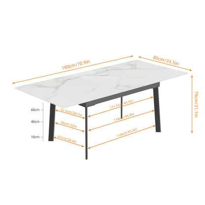 Table à manger extensible avec plateau en marbre et cadre en métal pour la maison, cuisine rectangulaire, meubles modernes sans chaises