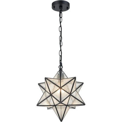 14'' Moravian Star Chandelier Seed Glass Star Light with Hanging Chain, suitable for living and dining room, bedroom