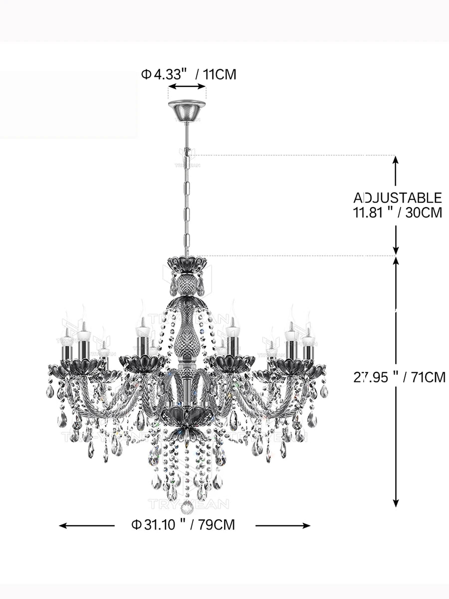 TRY-YEAN 10 Lights Crystal Glass Chandelier Transparent Cognac Color Glass Hanging Lamp For Living Room Bedroom Room Lobby Decro