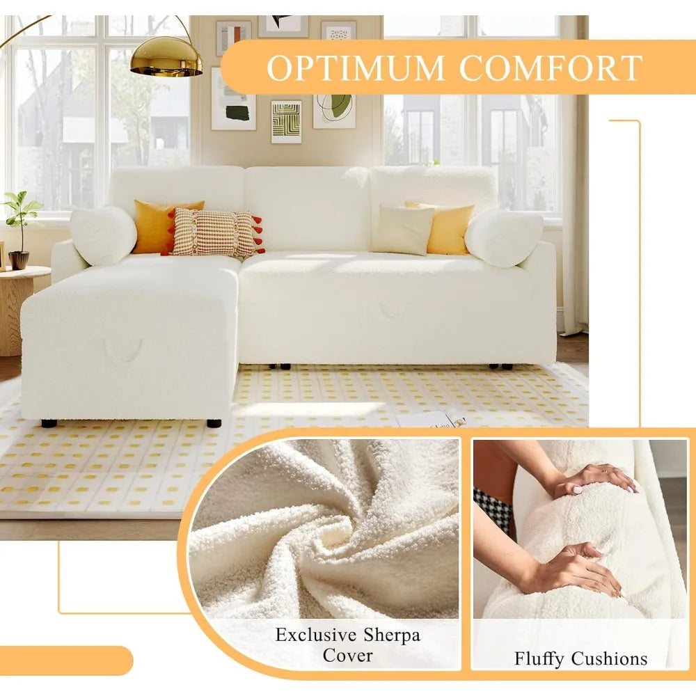 Sofá cama, sofá cama 2 en 1, sofá cama extraíble con chaise longue con espacio de almacenamiento para sala de estar, sofá cama con cama extraíble