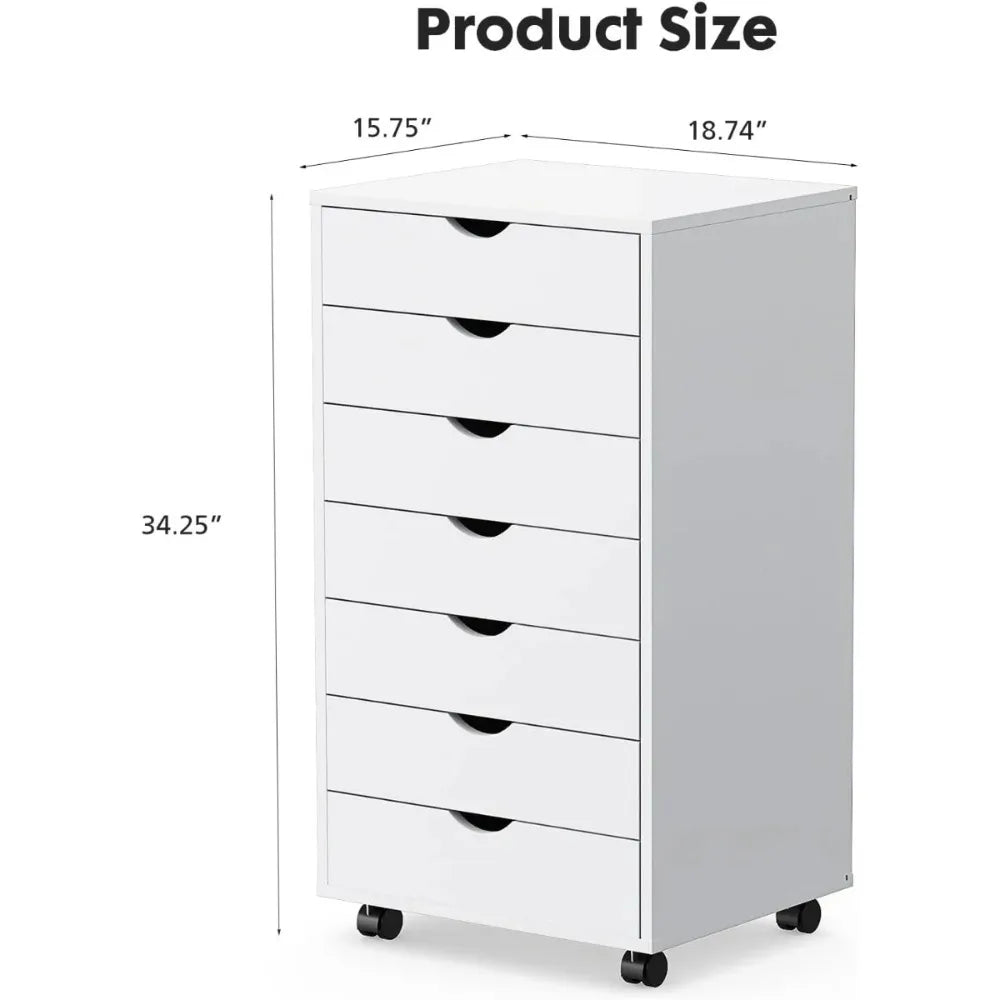 7 Chest of Drawers - Dresser Storage Cabinet Wooden Dresser, White Drawer Wooden Tissue Furniture for Office, Home