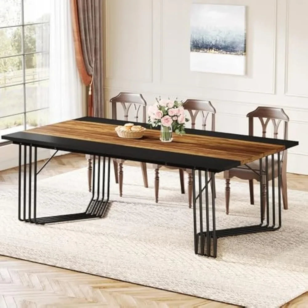 79-Inch Dining Table for 8-10 People, Industrial Large Kitchen Table Dining Room Table for Living Room, Kitchen