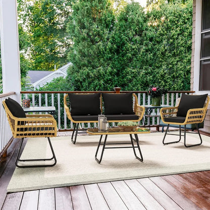 Convient pour les jardins, les balcons et les terrasses, les meubles de patio 4 pièces, les ensembles de bistrot d'extérieur en osier, les chaises