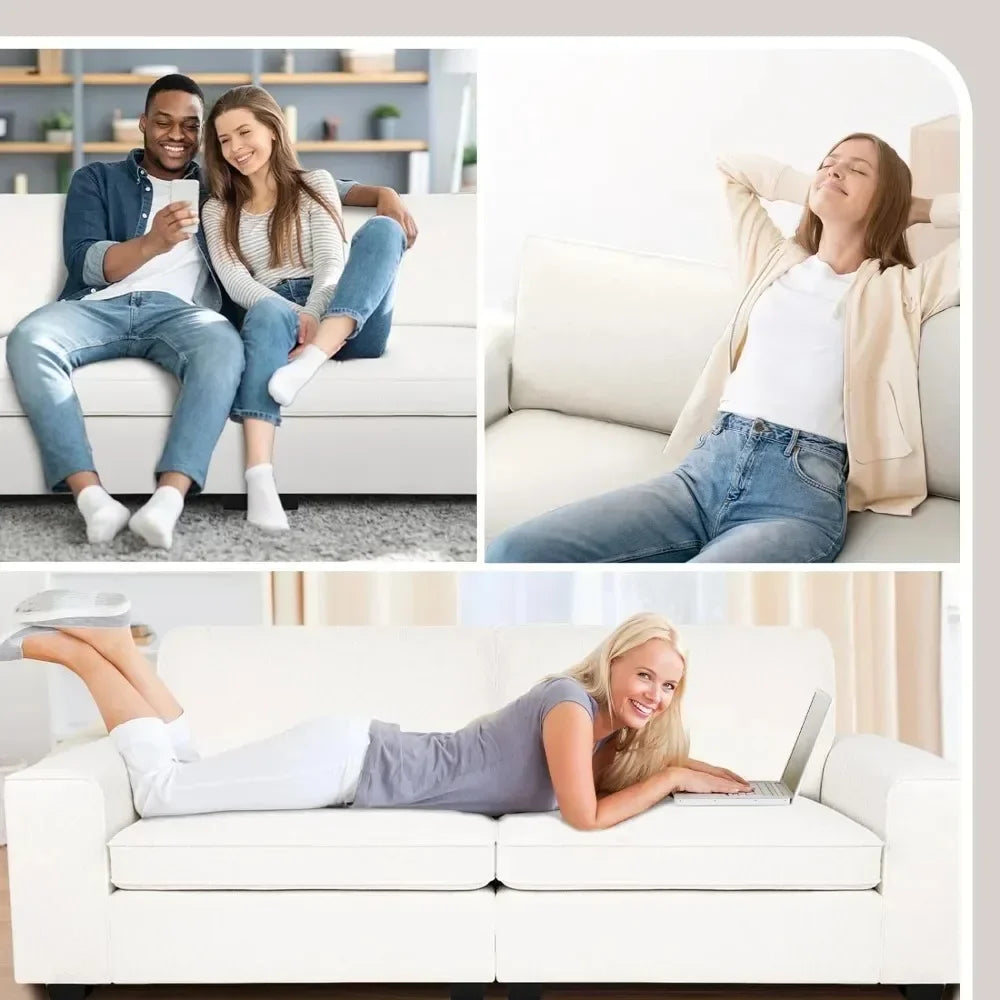 Modern Sofas for Living Room Plush Chenille Loveseat Sofas & Couches with Square Wide Armrest and Removable Sofa Cushion