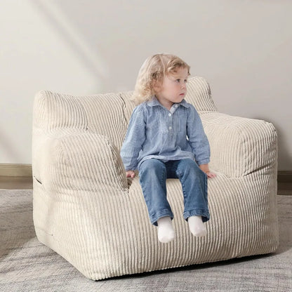 Sillón puf grande y cómodo para dormitorio, sala de estar, sillón puf con apoyabrazos de bolsillo para juegos y lectura