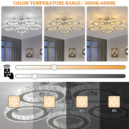 Modern Ceiling Lamp Flush Mount Stainless Steel Fixture Led Chandelier K9 Crystal Chrome Ceiling Fan Plafon Fan Lamps Luminaire