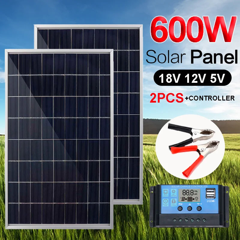 Banco de energía con panel solar fotovoltaico de 600 W con pinza de cocodrilo/resistencia al agua IP65 para equipos de acampada con panel solar