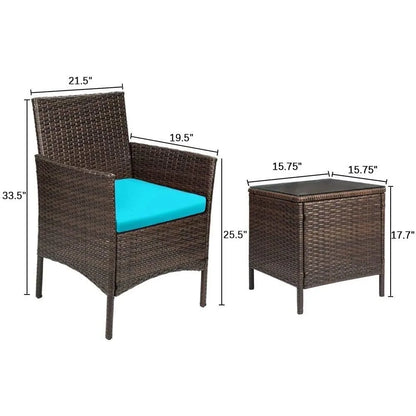 Outdoor Chair, Patio Porch Furniture Sets, 3 Pieces PE Wicker Chairs with Table Outdoor Garden Furniture Sets, Outdoor Chair