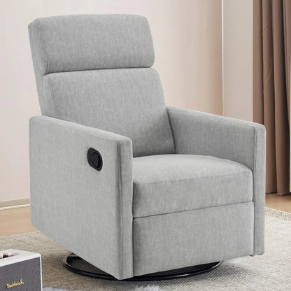 Living Room Chair, Upholstered Fabric Reclining Single Sofa Chairs, Swivel Rocking Recliner Living Room Chair