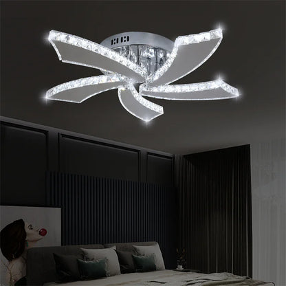 Modern Chandelier Ceiling Fan With Led Lamp Smart Remote Control Crystal Dining Room Fixtures Pendant Hanging Light Porch Lustre