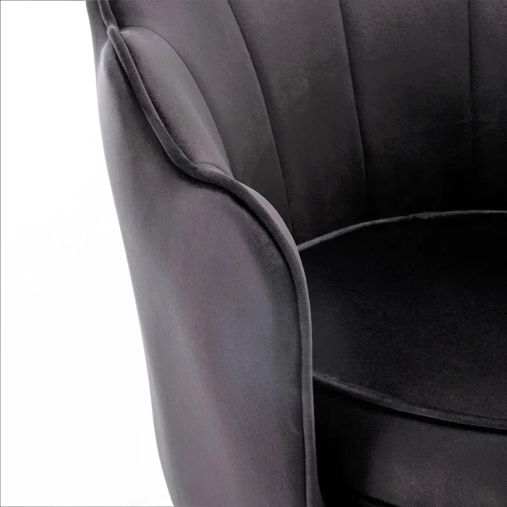 Chaise d'appoint en velours Furniture Direct avec silhouette festonnée et pieds en métal doré Chaises pour meubles de salon Noir