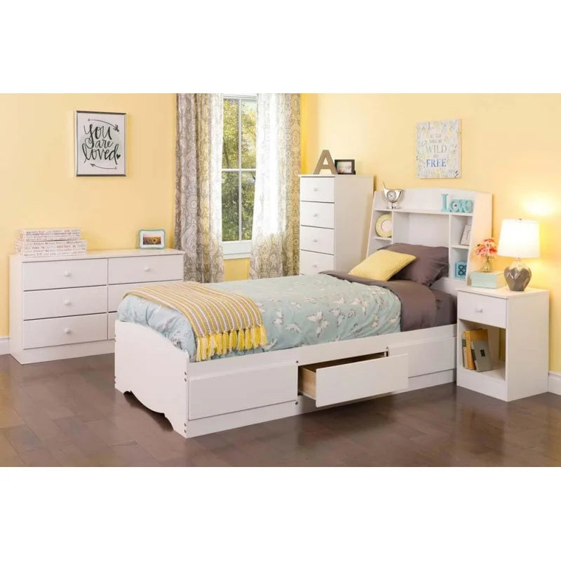 Cómoda alta blanca Astrid de Prepac: 40,6 cm de profundidad x 51,2 cm de ancho x 132,2 cm de alto, cómoda de 6 cajones para dormitorio de Prepac: cómoda perfecta