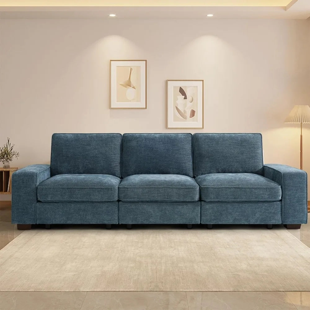 100" Modular Sofa Couch with Seats Storage, Comfy 3-Seater Chenille Fabric Couch for Living Room, Office