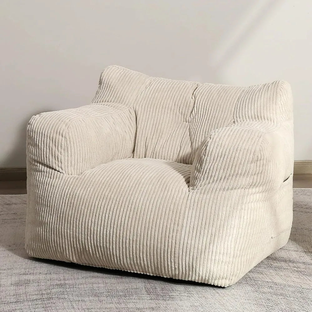 Fauteuil poire, grand fauteuil confortable pour chambre à coucher, salon, fauteuil poire avec accoudoirs de poche pour jeux, lecture