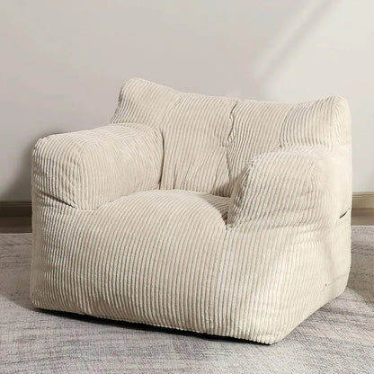 Sillón puf grande y cómodo para dormitorio, sala de estar, sillón puf con apoyabrazos de bolsillo para juegos y lectura