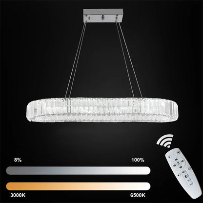 Lámpara colgante de cristal ovalada con LED, moderna, grande, de cristal, para sala de estar, dormitorio, lustres de techo