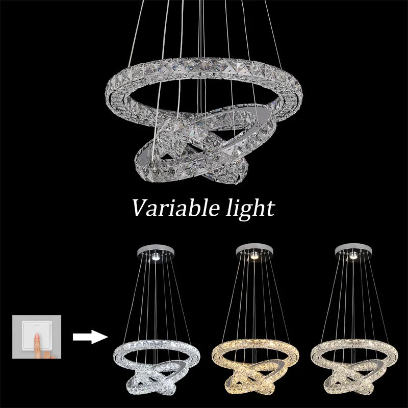 Modern Pendant Light Nordic Luxury K9 Crystal Led Chandelier Living Dining Room Ceiling Lamp Luminarie Chambre Home Decor Fixtur