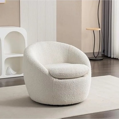 29.5" Swivel Accent Sofa Chair,Round Boucle Barrel Chair,Modern 360°Swivel Leisure Single Sofa Chair Couch for Hotel Living Room