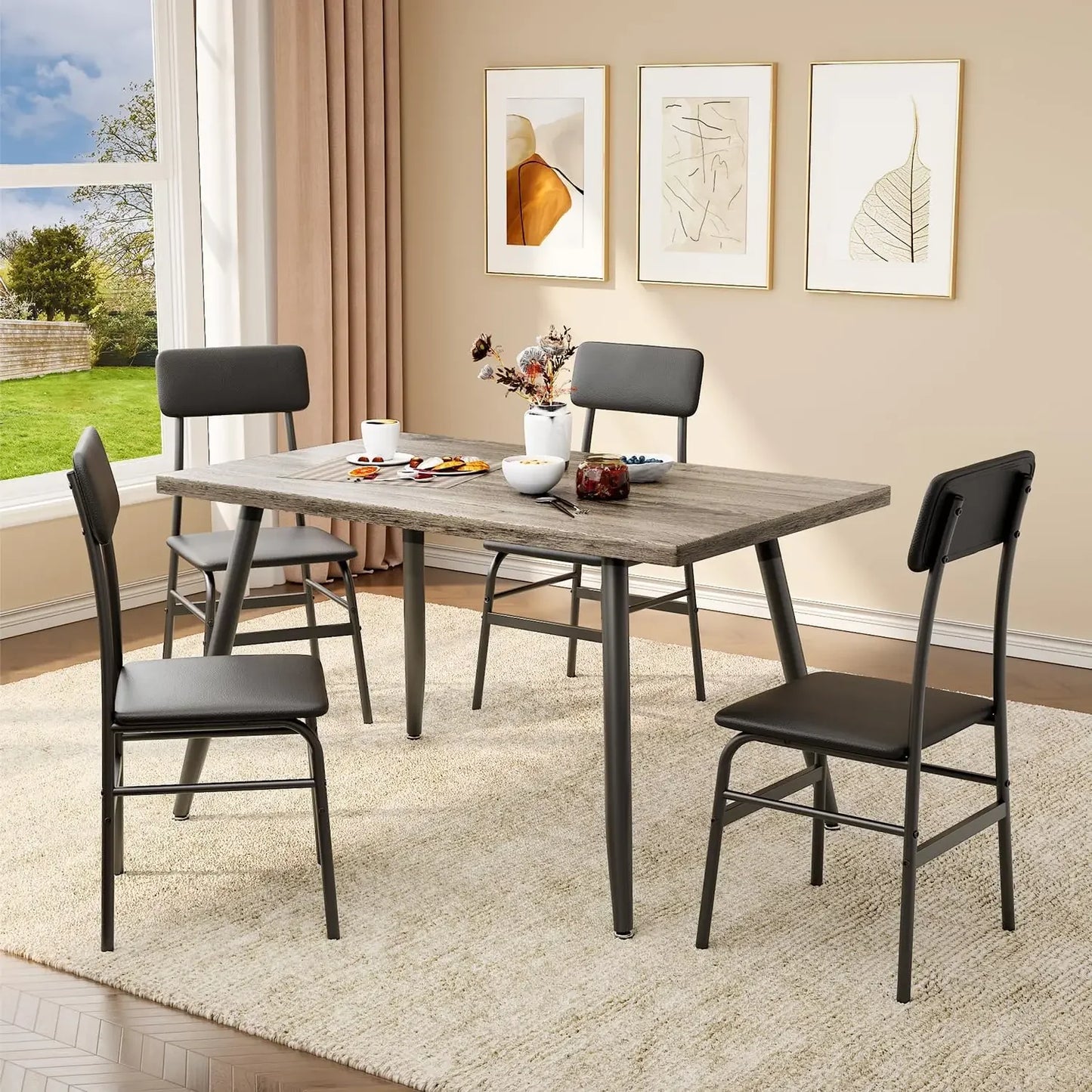 Mesa de comedor de cocina con 4 sillas para espacios pequeños Mesas y sillas de comedor Juego de comedor para apartamento Muebles para dormitorio