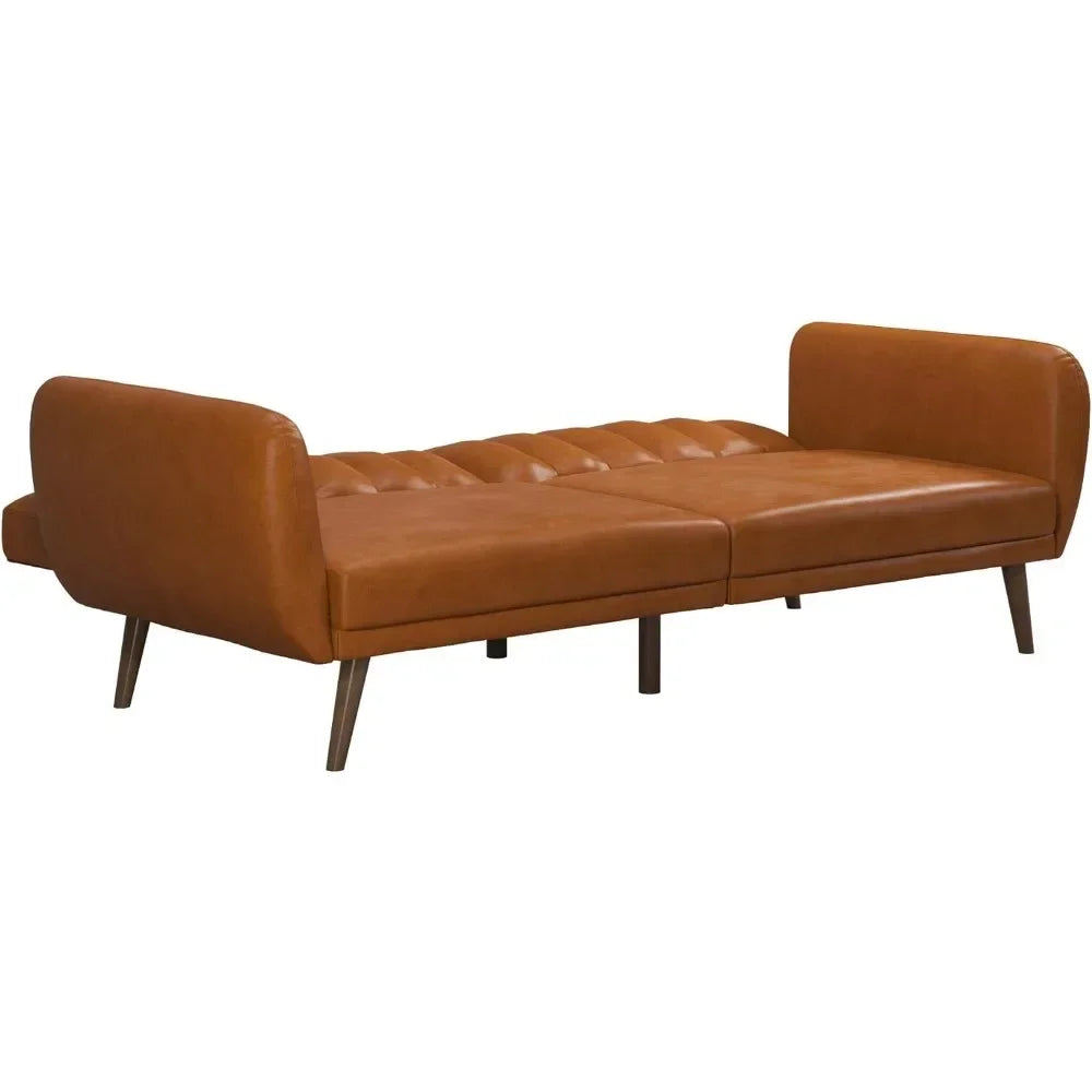 living room sofas Convertible Sofa & Couch, Camel Faux Leather Sofaes, Width: 81.5",Depth: 34.5",Height: 31.5" couch sofas