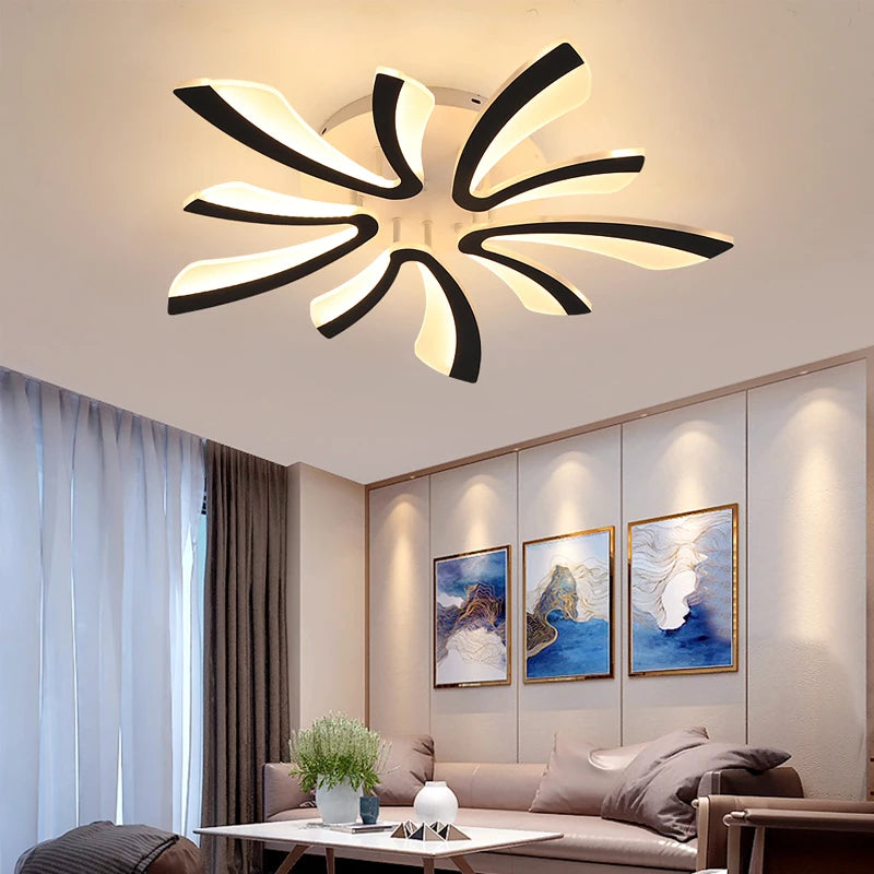 Lámpara colgante de techo de acrílico para interiores moderna, lámpara colgante para sala de estar, dormitorio, lámpara LED, accesorios de iluminación decorativos con atenuación y control remoto