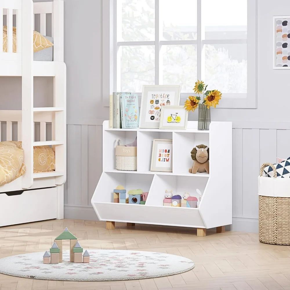 Toy Storage Organizer, Kids Bookshelf and Toy Storage with Legs, 5 Cube Storage Organizer, Children Bookcase