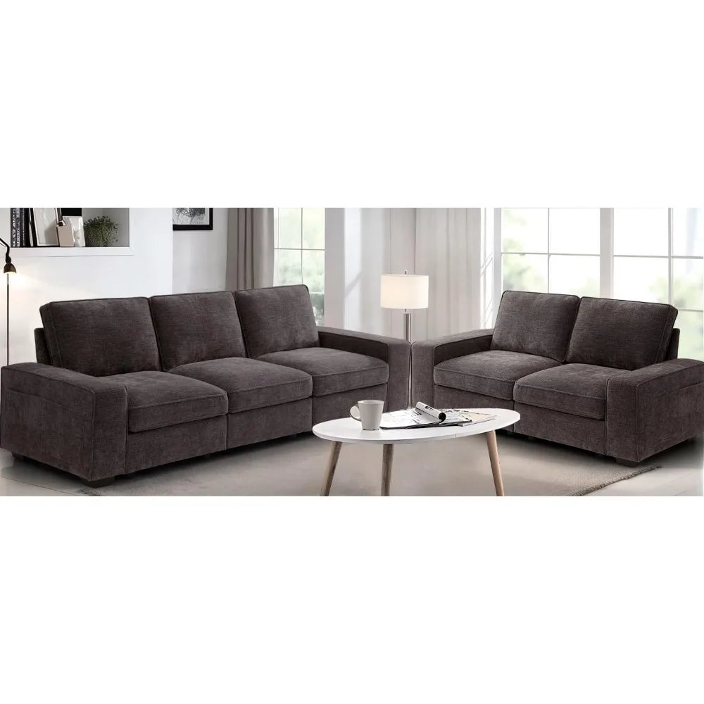 100" Modular Sofa Couch with Seats Storage, Comfy 3-Seater Chenille Fabric Couch for Living Room, Office