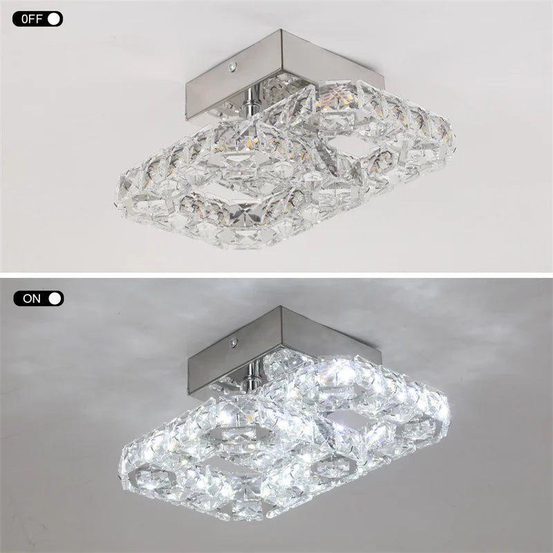 Plafonnier de chambre simple en cristal à LED, éclairage adapté au vestiaire, au couloir, au porche, lampe suspendue interchangeable