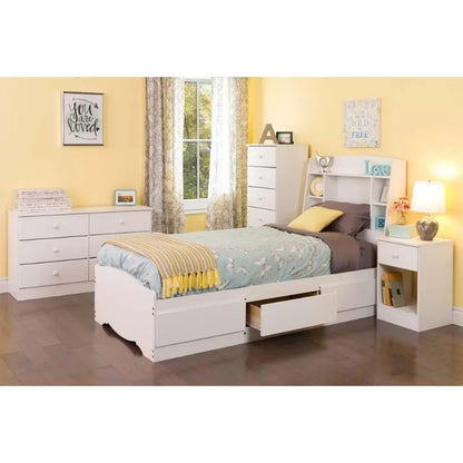 Astrid Tall White Dresser: 16"D x 20"W x 52"H, 6-Drawer Chest for Bedroom by Prepac - Perfect Chest of Drawers for Ample