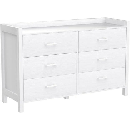 Commode pour chambre à coucher, commode double à 6 tiroirs avec lumières LED, commode en bois, commode de rangement moderne pour chambre à coucher, noire