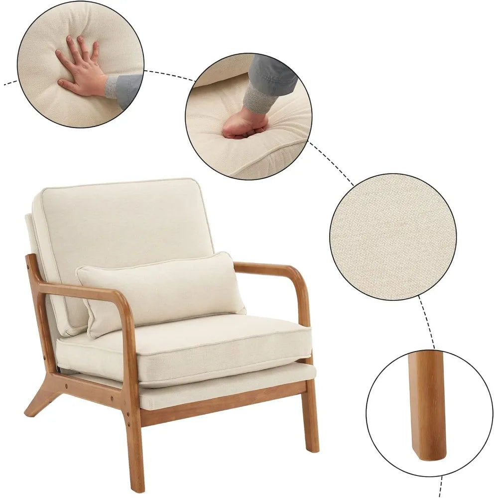 Juego de 2 sillas decorativas beige, cómodo sillón con reposabrazos, cómoda silla auxiliar para dormitorio, oficina y estudio