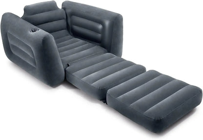 Inflatable Furniture Set with Pull Out Sofa Chair Twin Sized Air Bed Mattress and 2 Pull Out Sofa Bed Sleep Away Futon Couch