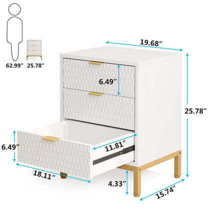 Table de chevet moderne Tribesigns, table de chevet de 25,8 pouces de hauteur avec 3 tiroirs, table d'appoint contemporaine avec rangement pour chambre à coucher