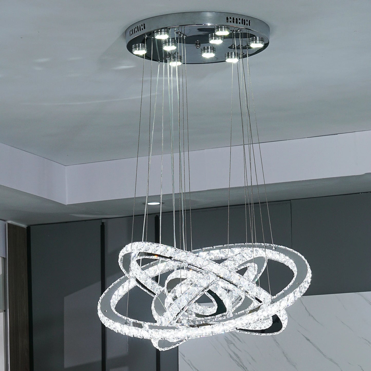 Lustre en cristal moderne grand luminaire suspendu en cristal pour salon chambre plafonnier lustres luminaire plafonnier