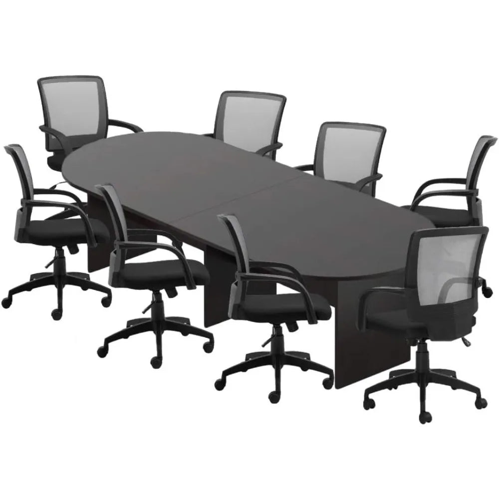 GOF 6FT, 8FT, 10FT Conference Table & Chairs (G10900B) Set, Dark Cherry, Espresso, Artisan Grey, Mahogany, Walnut